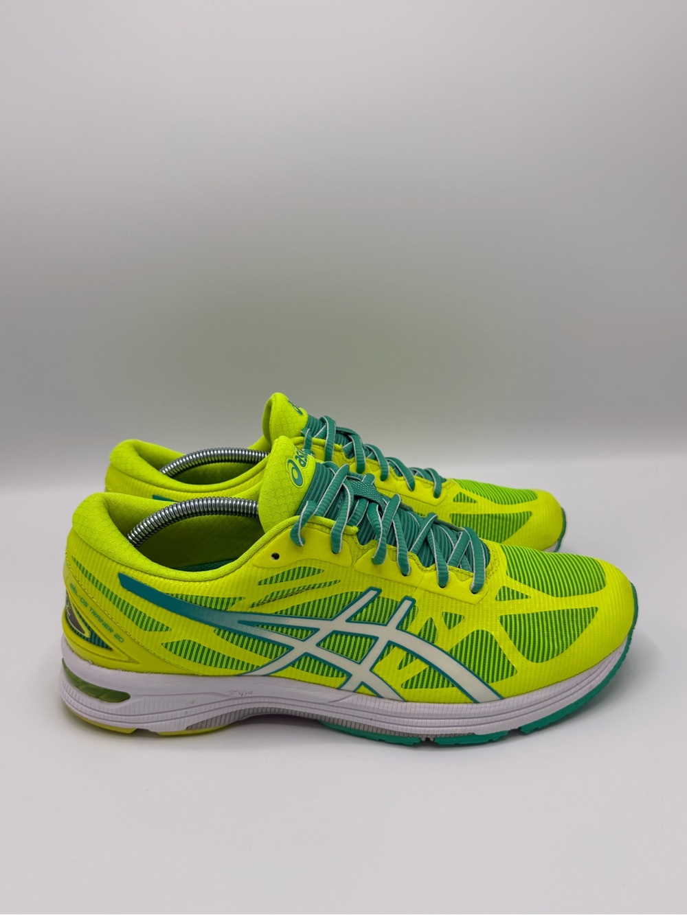 Asics Women's Neon Yellow and Teal Athletic Running Shoes